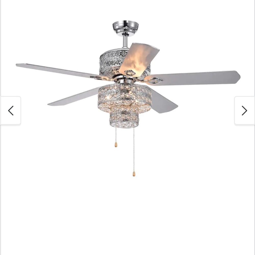 Empire Trois 52-inch Silver Chandelier Ceiling Fan with 2 Blade Colors.